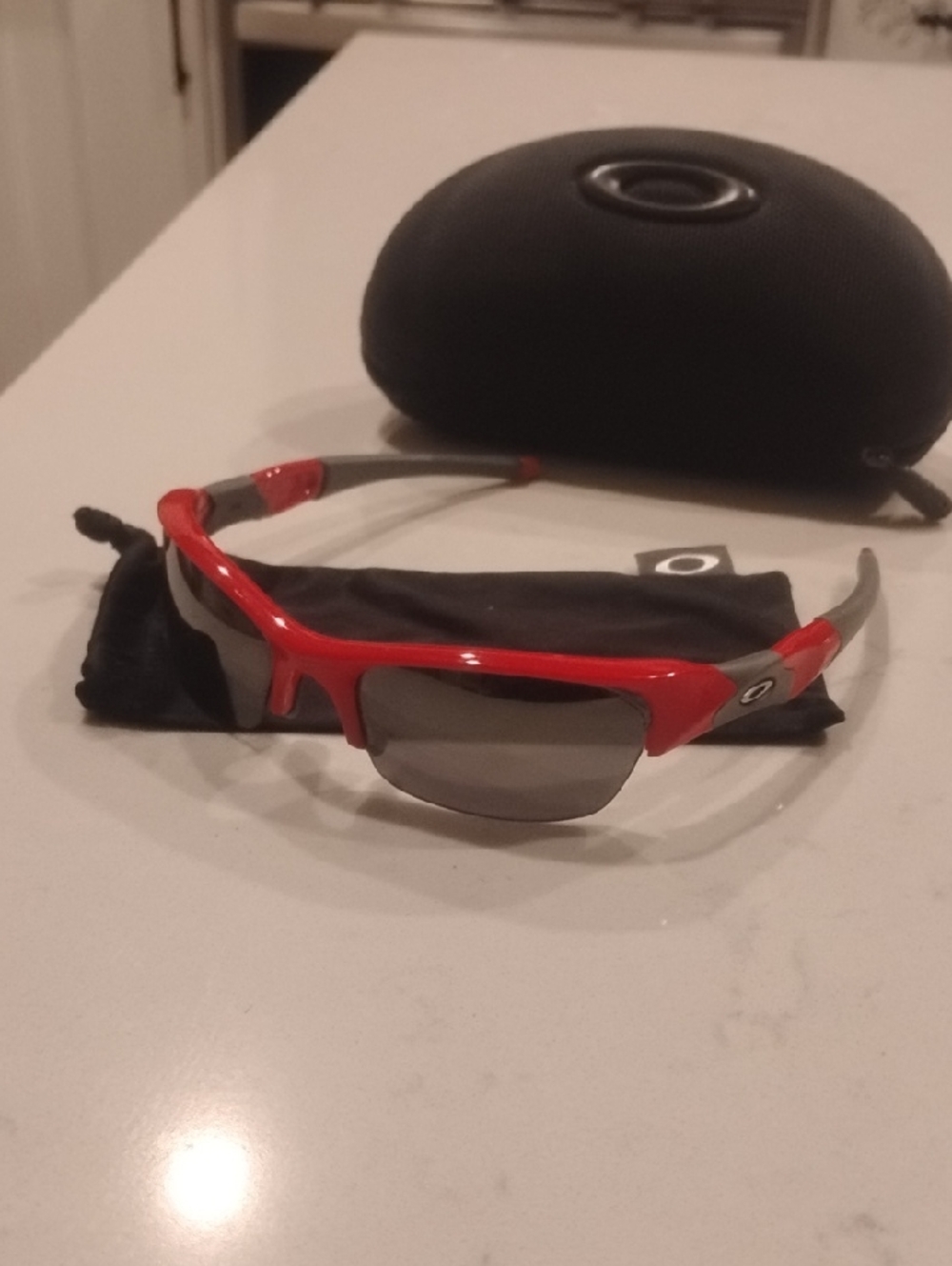 Oakley Red and Gray Flak Jacket Sport Sunglasses